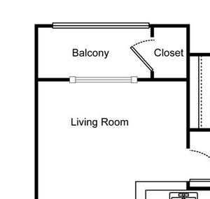 One bedroom floor plan l Maywood Villas Senior Apartments in Maywood Ca